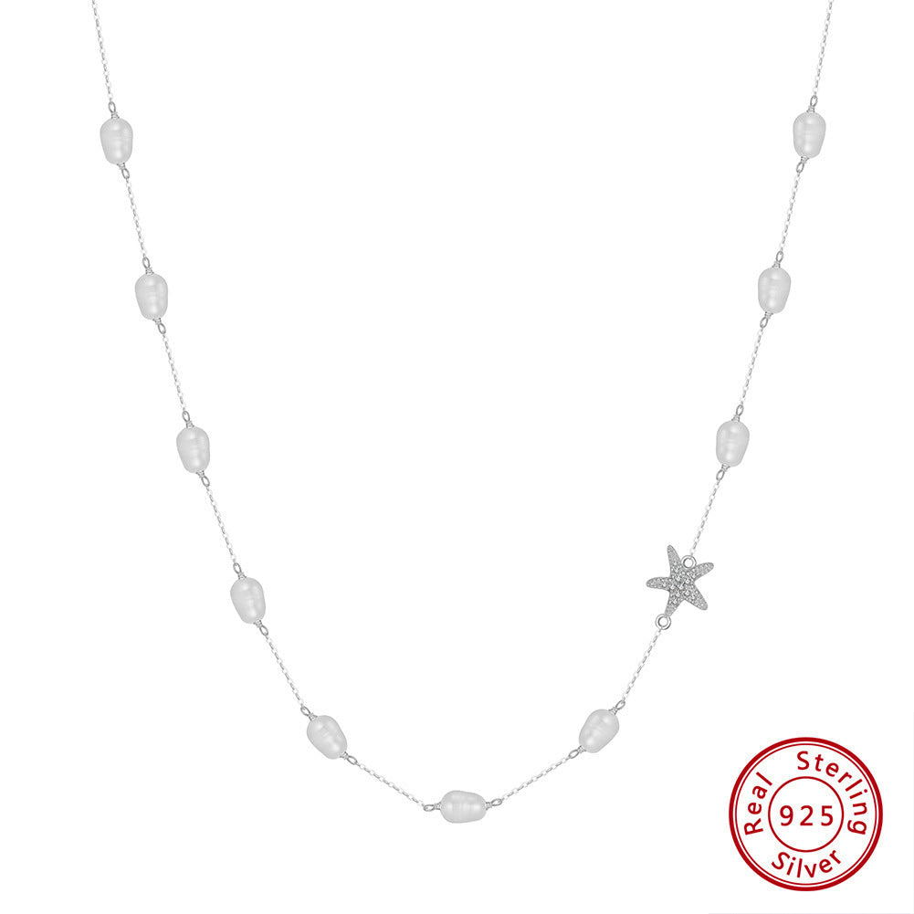 Sterling Silver Freshwater Pearl Starfish Beach Necklace Jewelry Women's Fashion Necklace For Women Party Jewelry - ZA-ZOLA