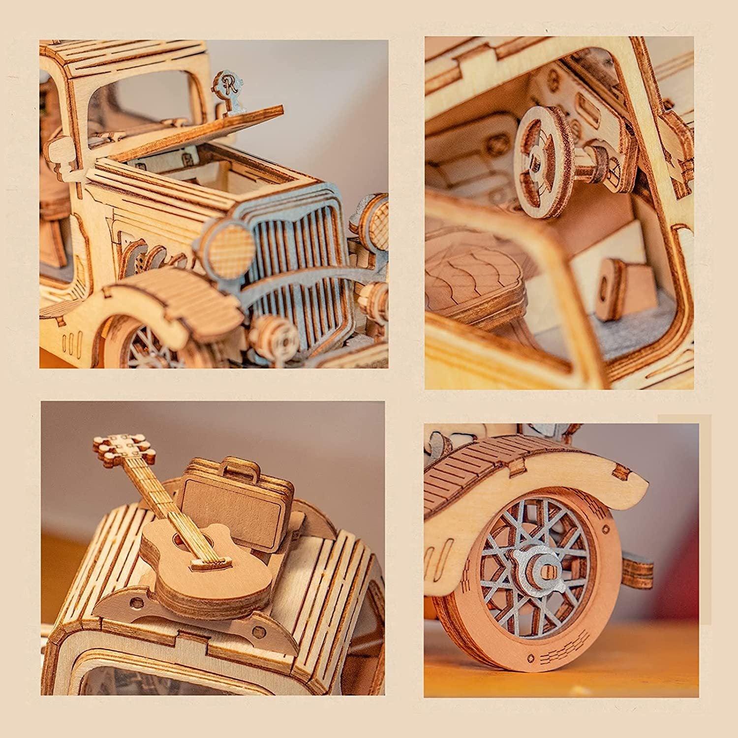 Robotime Rolife 3D Vintage Car Wooden Puzzle | DIY Toy for Kids - ZA-ZOLA