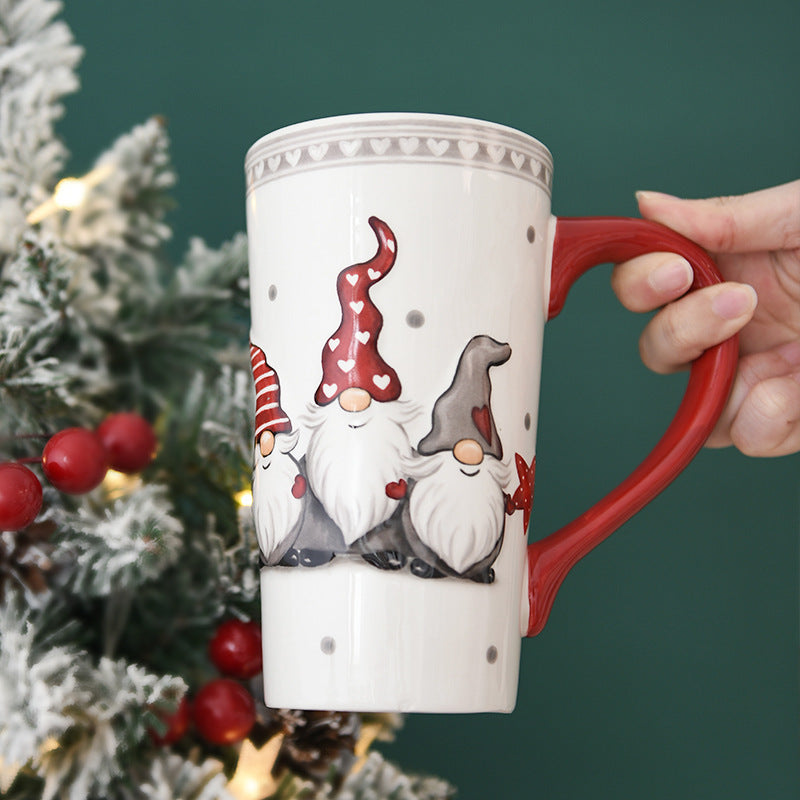 Large Capacity Ceramic Relief Cup | Festive Holiday Drink ware - ZA-ZOLA