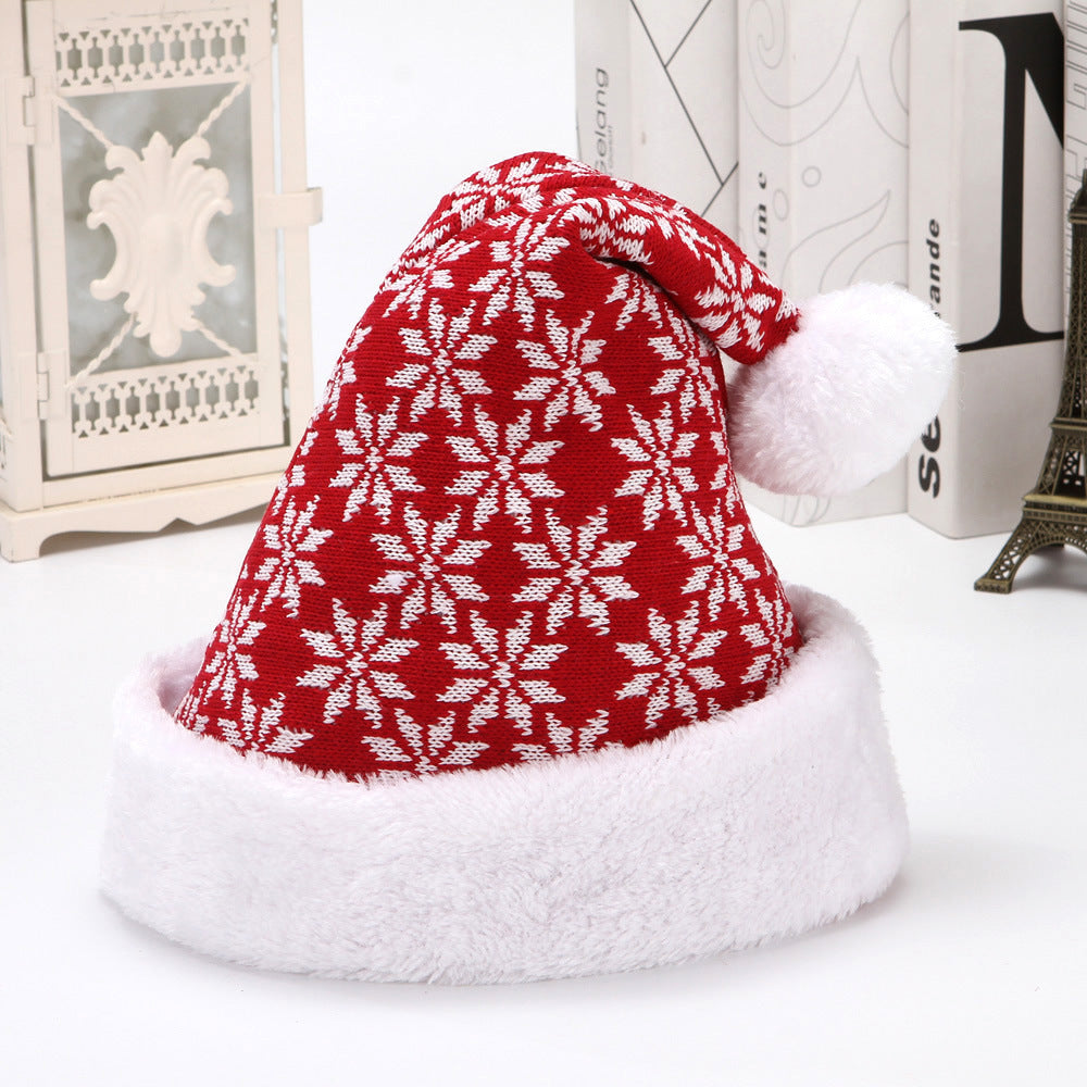 Snowflake Deer Knitted Wool Flannel Christmas Hat - Cozy & Stylish Holiday Accessory - ZA-ZOLA