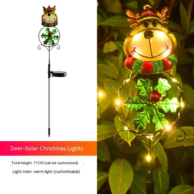 Solar Christmas LED Snowman & Elk Lights – Festive Ground Plug Lighting for Outdoor Holiday Decor - ZA-ZOLA