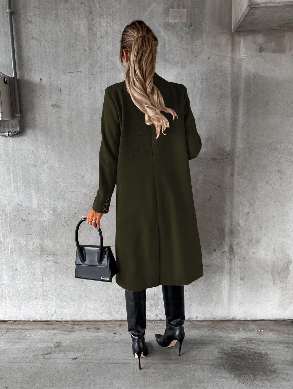 Long Sleeve Lapel Coat – Women’s Winter Double-Breasted Slim Long Jacket