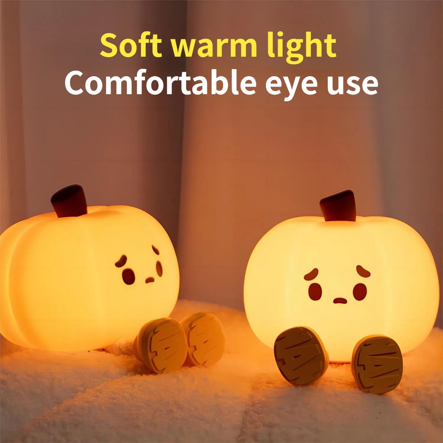 Home Decor Halloween Pumpkin Night Light Cute Soft Silicone Lamp Touch Dimmable Rechargeable Bedside Decor Light Kids Gifts Halloween Decorations - ZA-ZOLA