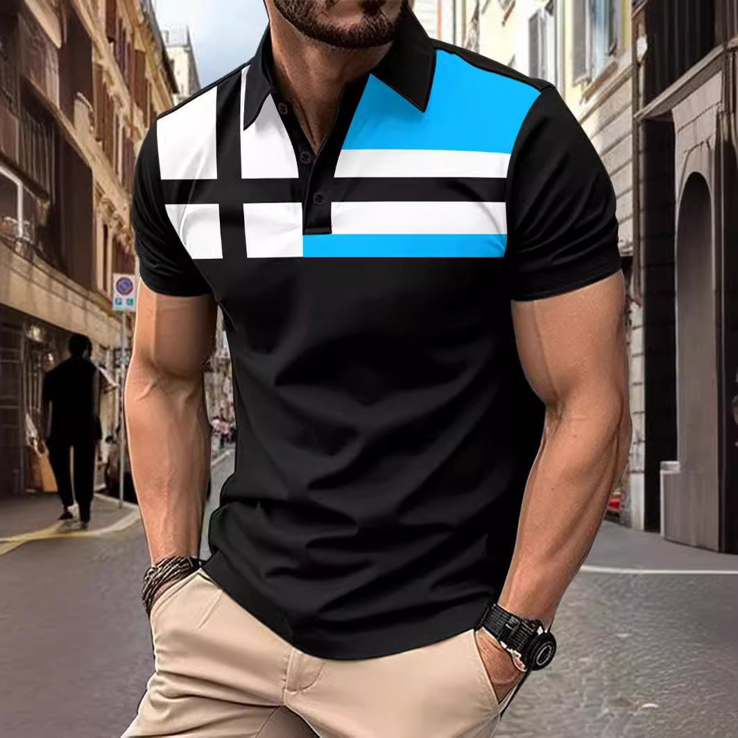 Men's Striped Printed Casual TopProduct information:
 
 Pattern: stripes
 
 Color: red, yellow, blue
 
 Details of clothing style: Patch
 
 Size: S,M,L,XL,XXL,XXXL
 
 Main fabric composition: PolyeTopZA-ZOLAZA-ZOLAStriped Printed Casual Top