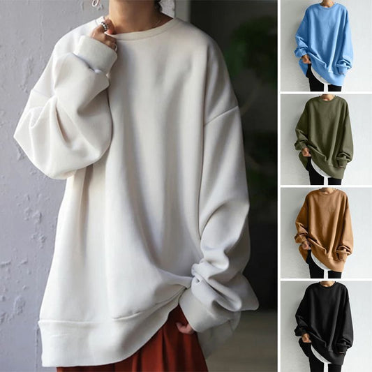 Women's Pullover Round Neck Loose Sweater – Casual Winter Knitwear