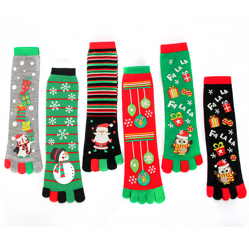 Cute Christmas Five-Finger Socks – Cozy Winter Elastic Split-Toe Socks for Women – Sweat-Absorbent Comfort - ZA-ZOLA