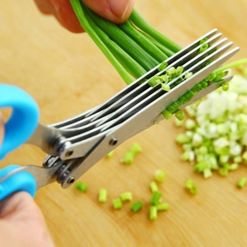 Multifunctional Multi-layer Green Onion Scissors Stainless Steel Onion Cutting Knife Herb Seaweed Spice Scissors Kitchen Scissor Kitchen Gadgets - ZA-ZOLA