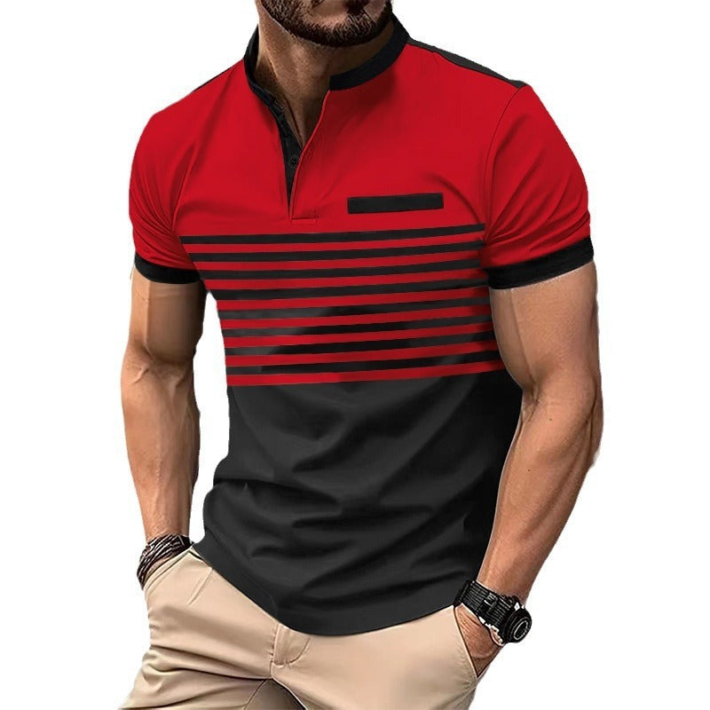 V-neck Buttons Top Men's Henley ShirtProduct information:
 
 Pattern: stripes
 
 Color: white, orange, gray, Army Green, Red
 
 Size: S,M,L,XL,XXL,XXXL
 
 Style: slim fit
 
 Main fabric composition: PolShirtZA-ZOLAZA-ZOLA-neck Buttons Top Men'