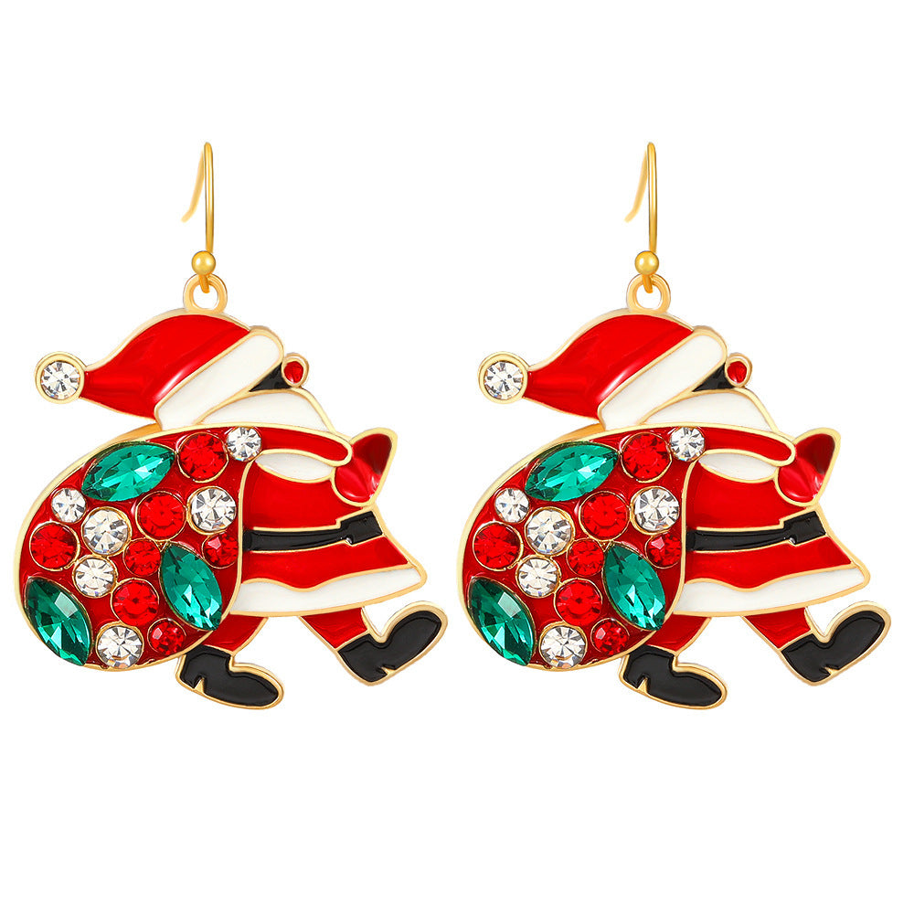 Personalized Santa Claus Earrings with Colorful Rhinestones – INS Fashion Christmas Jewelry for Women - ZA-ZOLA