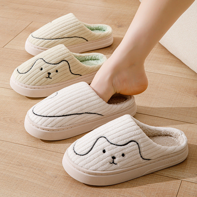 Striped Cat Slippers Indoor Couple Non-slip Floor Bedroom Slipper Winter Warm Plush House Shoes Women Men - ZA-ZOLA