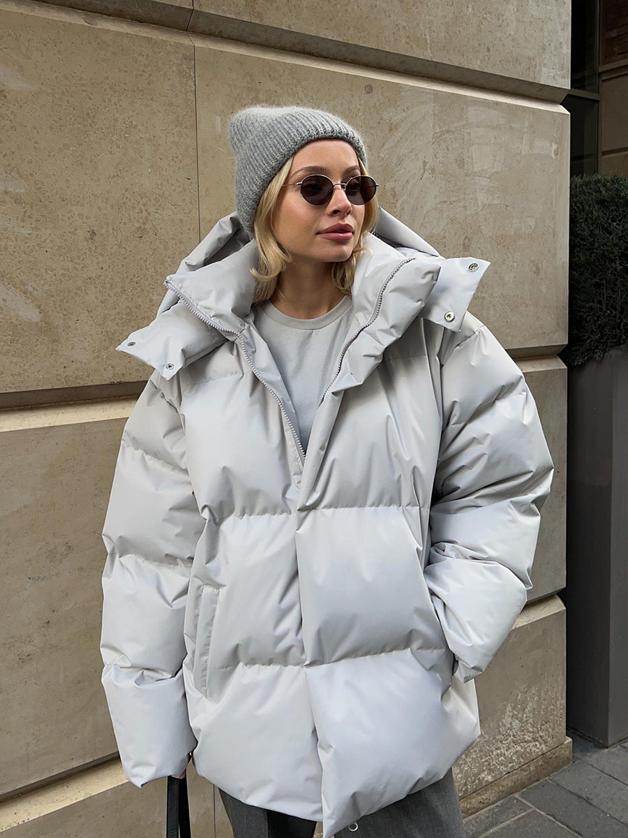 Fashion Coat with Removable Hood – Winter Warm Windproof Loose Cotton Jacket & Parka for Women