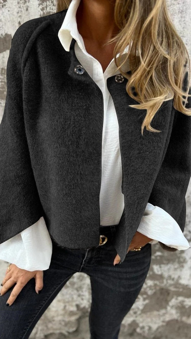 Damen Kaschmir Cardigan mit Fledermausärmeln – Lockerer Kurzmantel für Herbst &amp; Winter