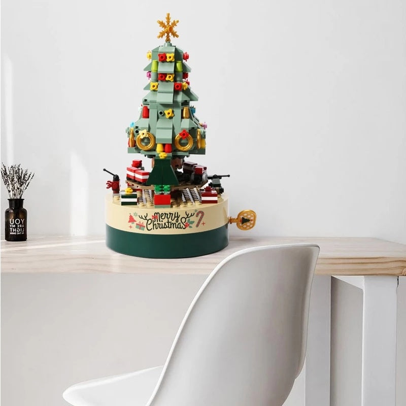 Christmas Tree Blocks Spin Music Box | Charming Holiday Decor - ZA-ZOLA