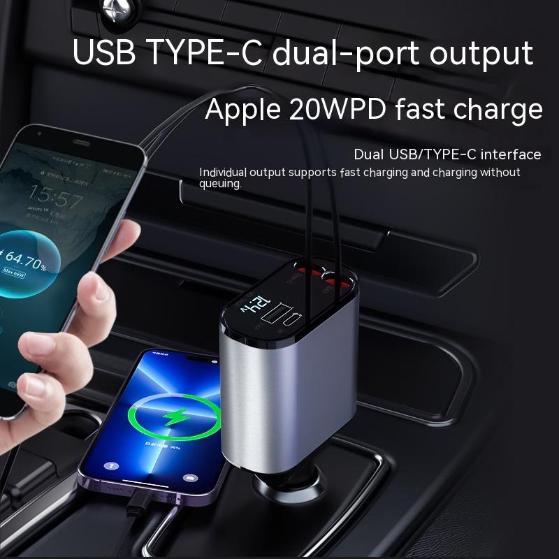 Metal Car Charger 100W Super Fast Charging Car Cigarette Lighter USB And TYPE-C Adapter - ZA-ZOLA