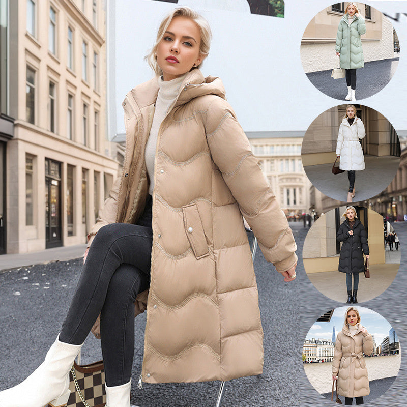 Mittellange Winterjacke aus Daunenbaumwolle für Damen – warme und stylische Oberbekleidung