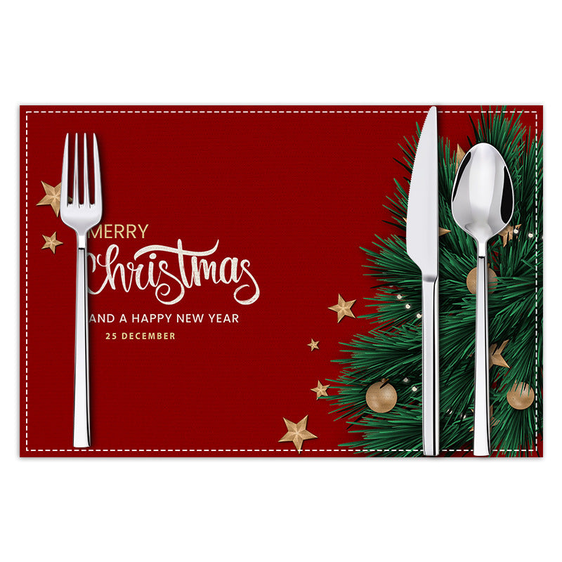 Christmas Linen Placemats – Holiday Blessing Letter Print Table Decor for Festive Dining - ZA-ZOLA