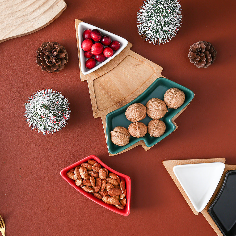 Christmas Tree Ceramic Snack Dish | Festive Candy & Fruit Plate - ZA-ZOLA