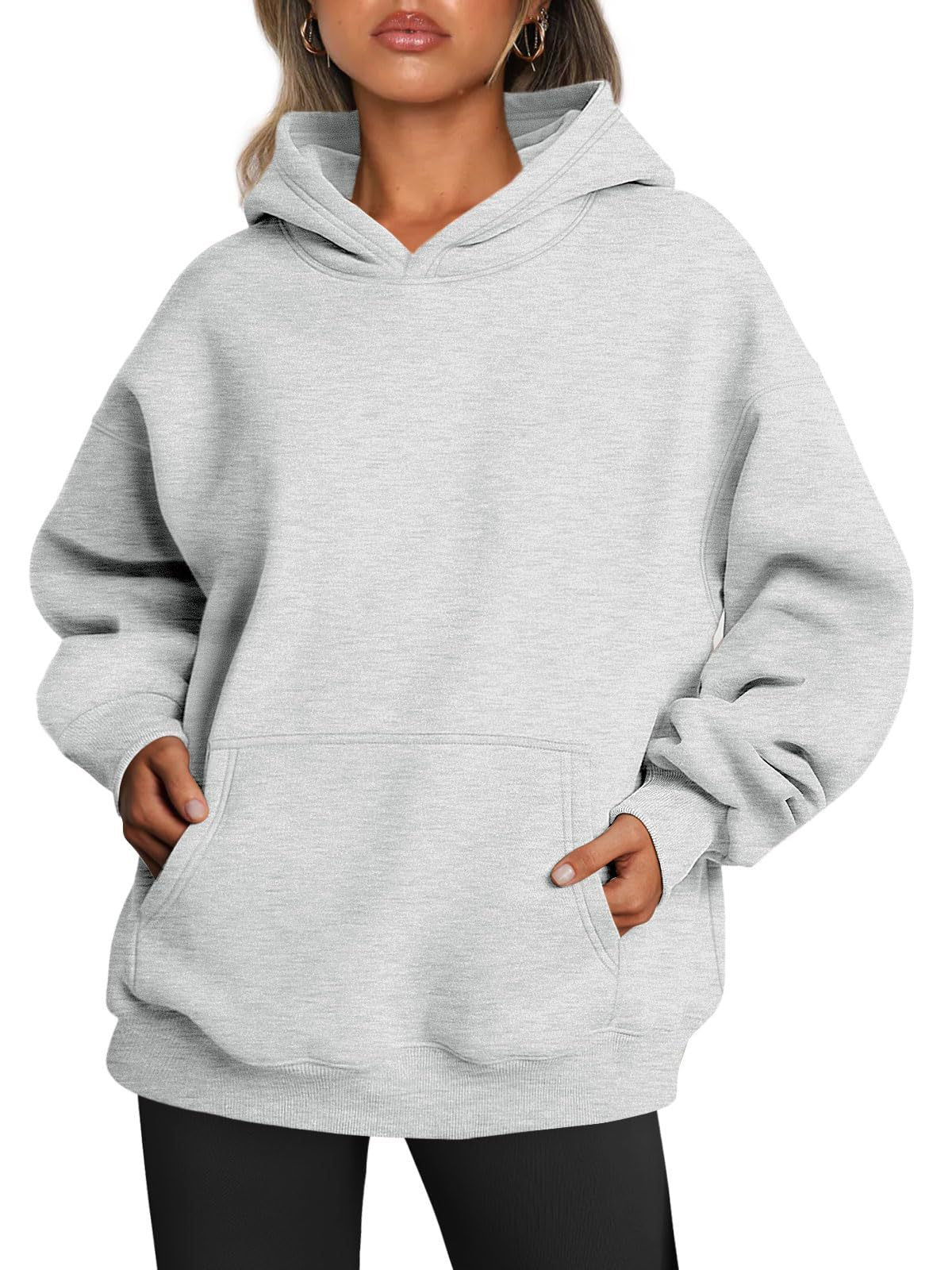 Women's Oversized Fleece Hoodie – Loose Sweatshirt with Pockets, Long Sleeve Pullover for Winter & Fall