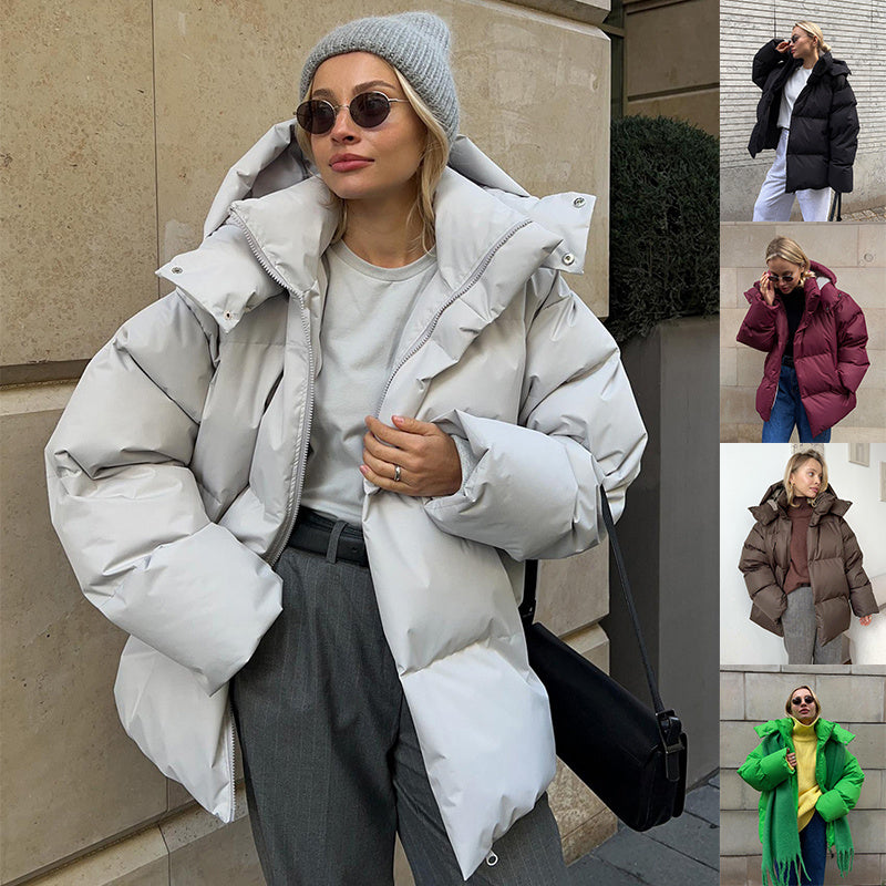 Fashion Coat with Removable Hood – Winter Warm Windproof Loose Cotton Jacket & Parka for Women