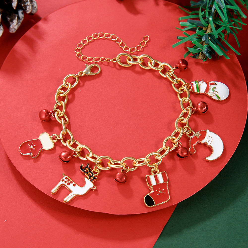 Creative Christmas Metal Chain Bracelet – Santa, Snowflake, & Pearl Bangles for Women & Men - ZA-ZOLA