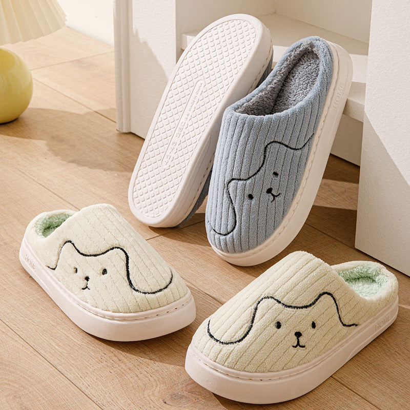 Striped Cat Slippers Indoor Couple Non-slip Floor Bedroom Slipper Winter Warm Plush House Shoes Women Men - ZA-ZOLA