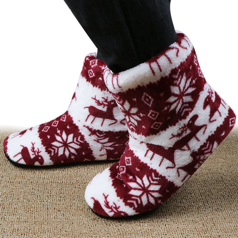 Christmas Elk Indoor Sock Shoes – Warm Plush House Slippers for Winter – Cozy Floor Shoes - ZA-ZOLA