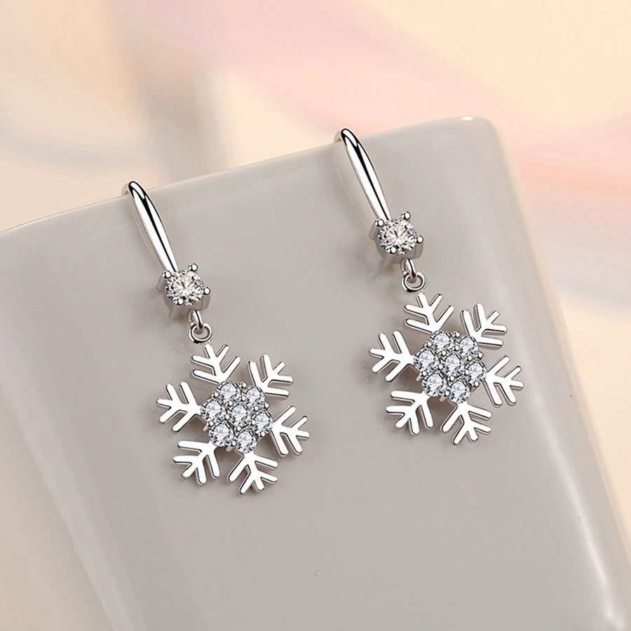 Elegant Snowflake Earrings with Rhinestones – Personalized Christmas Jewelry for Women - ZA-ZOLA