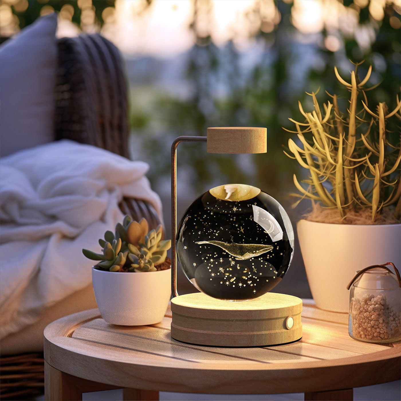 Crystal Ball Cosmic Dinosaur Indoor Night Light USB Power Warm Bedside Light Birthday Gift Night Lamp - ZA-ZOLA