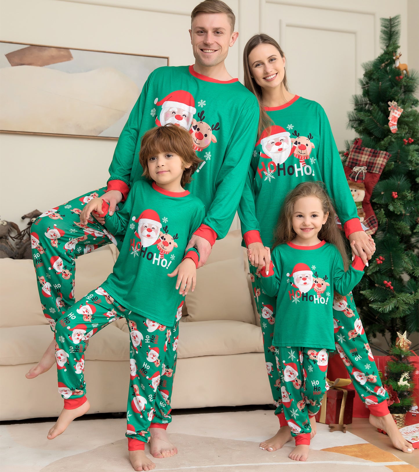 Matching Family Christmas Pajamas – Santa Claus Printed Top PJs Sets for Festive Sleepwear - ZA-ZOLA