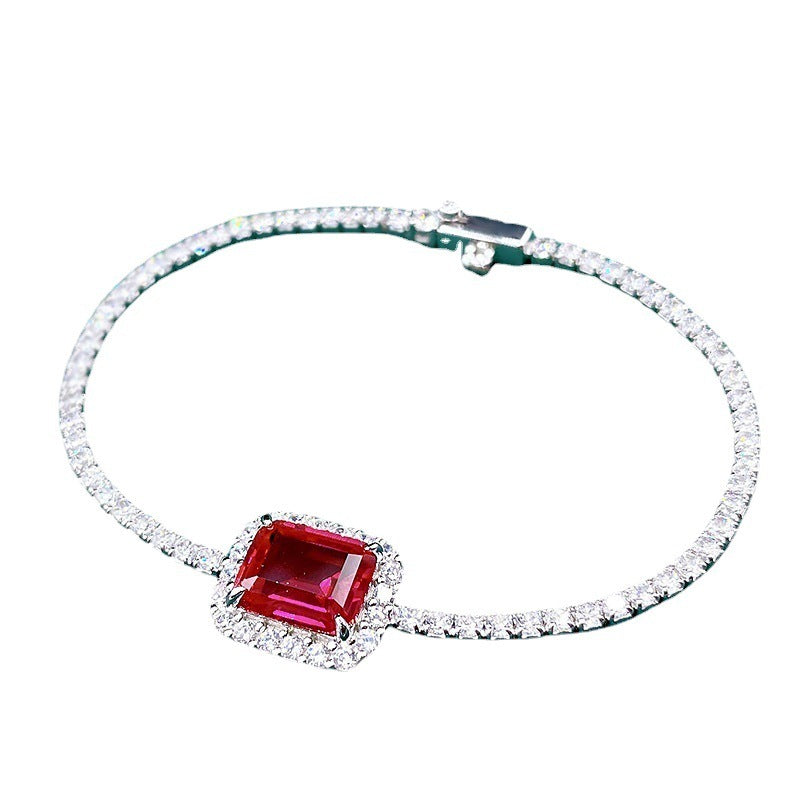 S925 Sterling Silver Synthetic 810 Emerald Bracelet - ZA-ZOLA