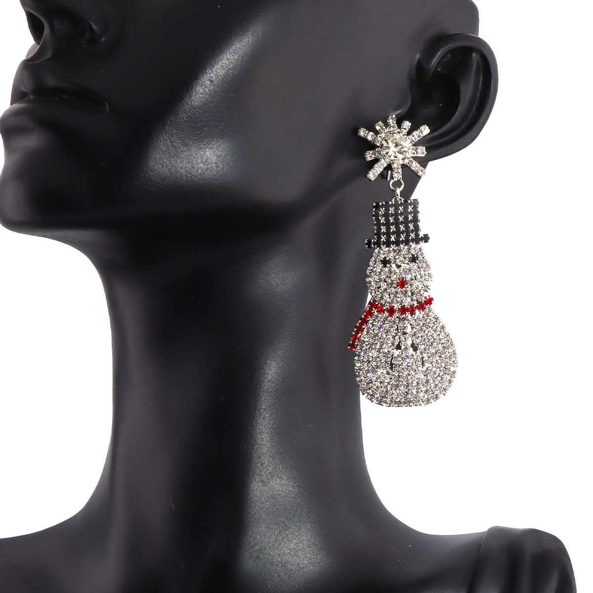 Rhinestone Christmas Snowman Earrings – Cute Festive Fashion Jewelry for Women - ZA-ZOLA