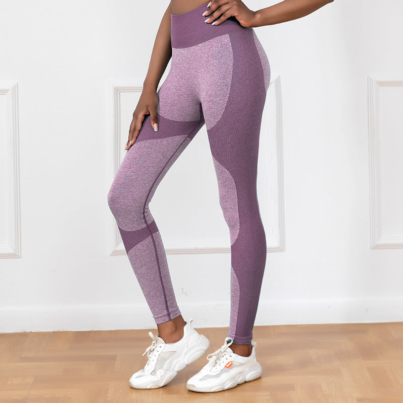 Yogahose mit Streifenmuster – Nahtlose Po-Lift-Leggings mit hoher Taille zum Laufen und Fitness