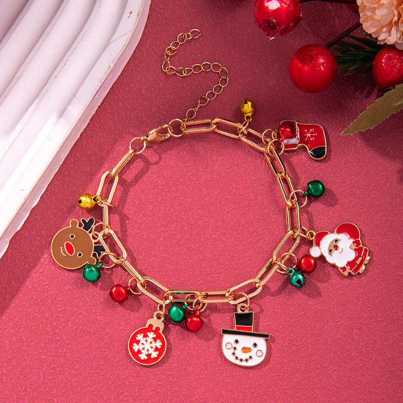 Creative Christmas Metal Chain Bracelet – Santa, Snowflake, & Pearl Bangles for Women & Men - ZA-ZOLA