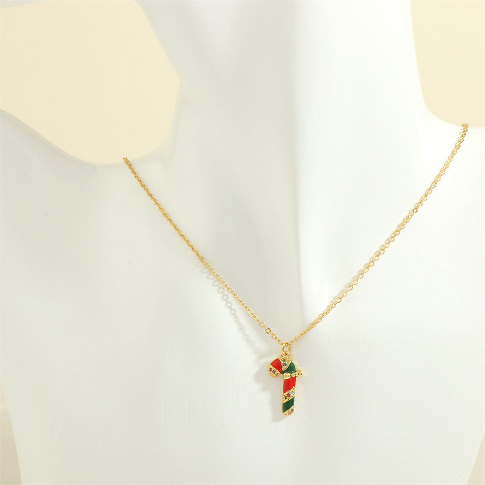 Festive Christmas Tree, Santa Claus, Elk & Snowman Oil-Drop Necklace – Colorful Rhinestone Clavicle Chain for Women - ZA-ZOLA