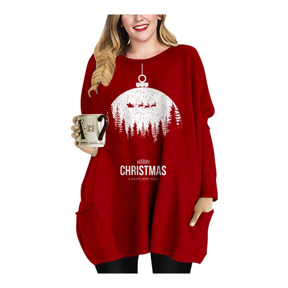 Long Christmas Snowflake Round Neck Dress – Festive Holiday Apparel for Women - ZA-ZOLA