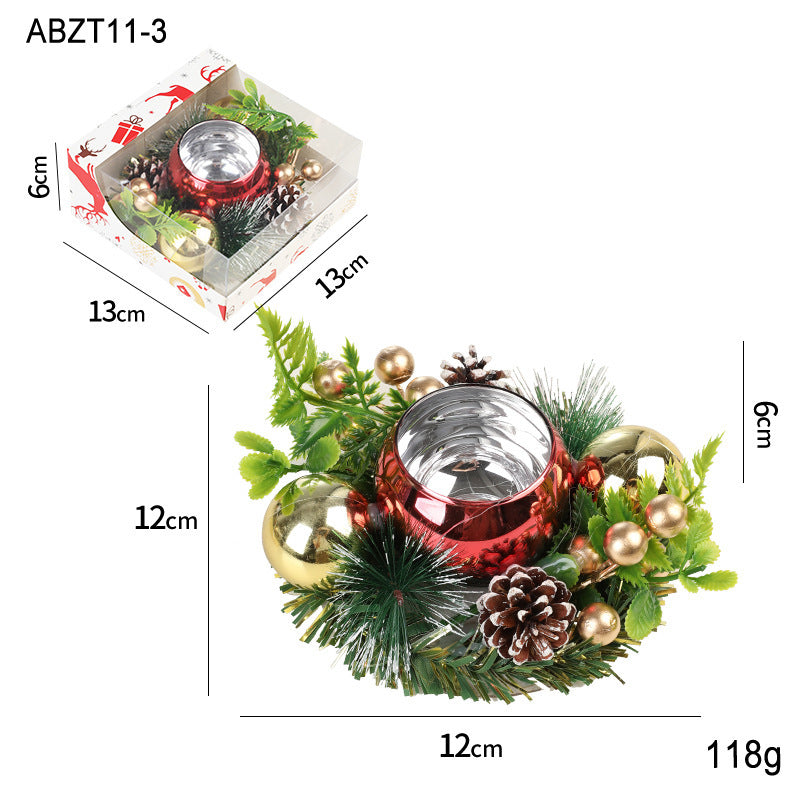 Festive Metal Candlestick Wreath | Elegant Pinecone Candle Holder - ZA-ZOLA