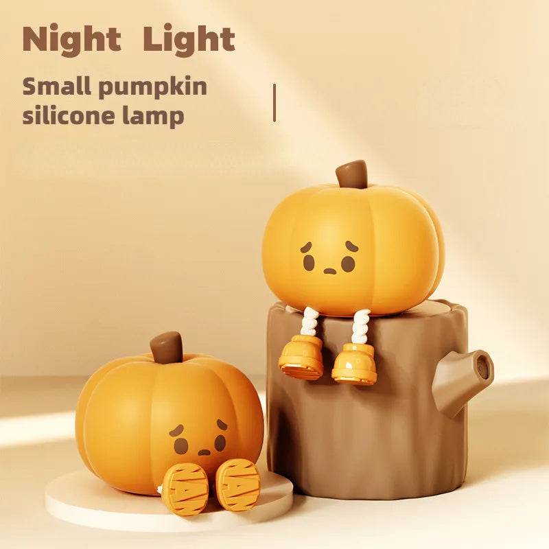 Home Decor Halloween Pumpkin Night Light Cute Soft Silicone Lamp Touch Dimmable Rechargeable Bedside Decor Light Kids Gifts Halloween Decorations - ZA-ZOLA