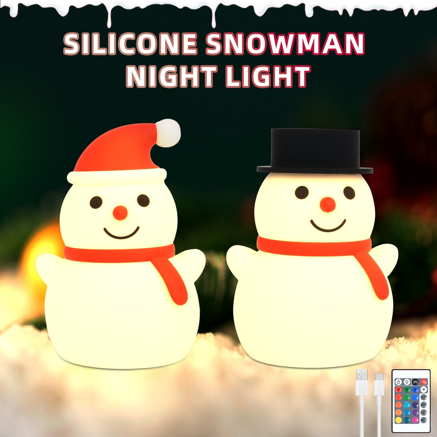 Christmas Ice Man Silicone Pat Lamp – Remote Control Ambience Light for Holiday Decor - ZA-ZOLA