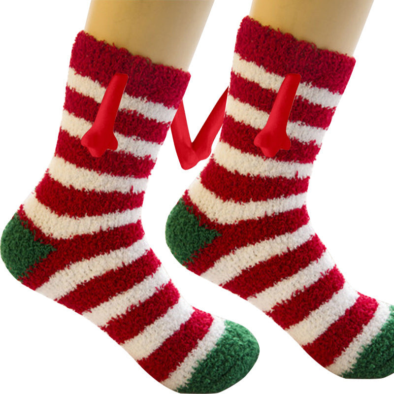 Christmas Magnetic Suction Couple Socks – Warm Coral Fleece Tube Socks for Winter Comfort - ZA-ZOLA