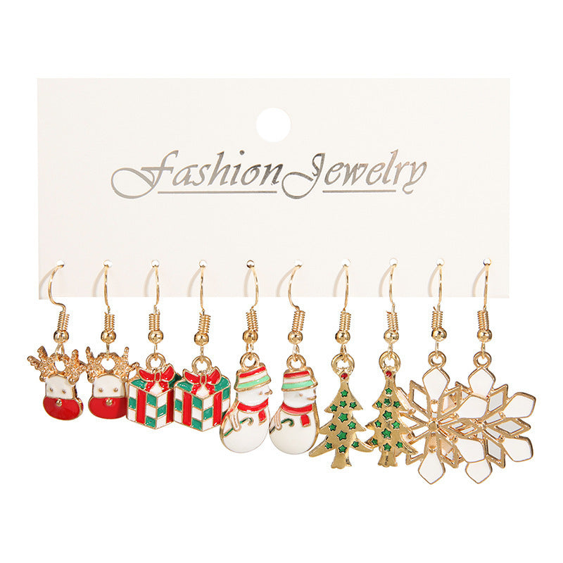 Christmas Stud Earrings Set – Snowflake & Elk Design | Festive Combo for Holiday Style - ZA-ZOLA