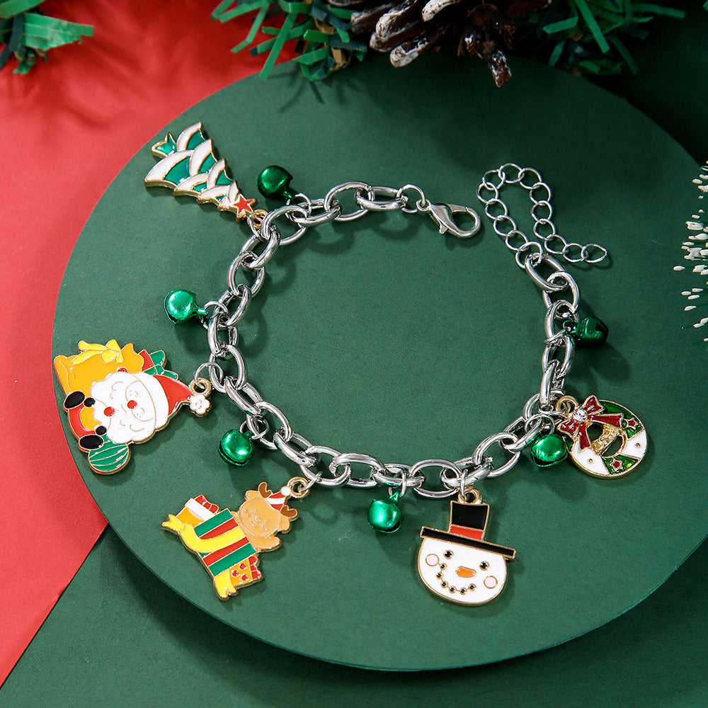 Creative Christmas Metal Chain Bracelet – Santa, Snowflake, & Pearl Bangles for Women & Men - ZA-ZOLA