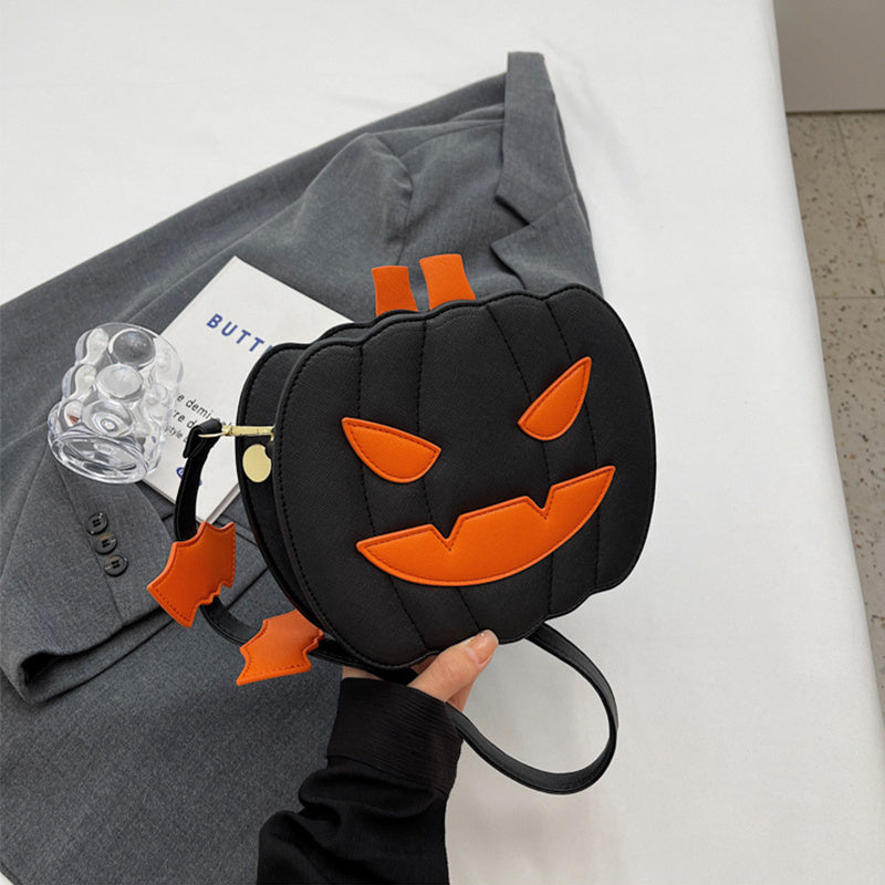 Halloween Bags Funny Pumpkin Cartoon Shoulder Crossbody Bag With Bat Personalized Creative Female Bag - ZA-ZOLA