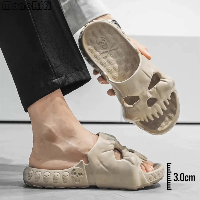 Personalized Skull Design Halloween Slippers Bathroom Indoor Outdoor Funny Slides Beach Shoes - ZA-ZOLA