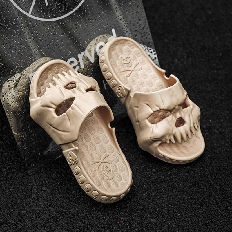 Personalized Skull Design Halloween Slippers Bathroom Indoor Outdoor Funny Slides Beach Shoes - ZA-ZOLA