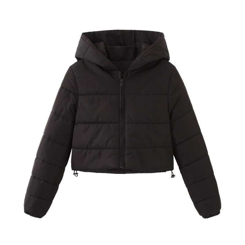 Fashion Zipper Hooded Short Coat – Winter Mandela-Color Jacket for Women