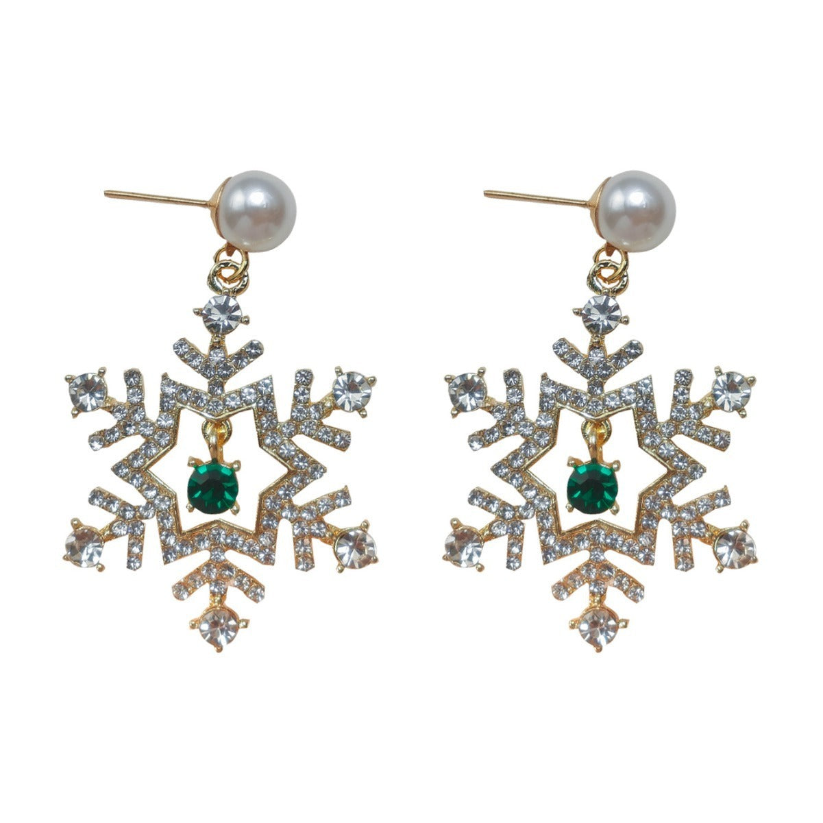 Christmas Snowflake Pendant Stud Earrings – Finely Inlaid Festive Jewelry for Women - ZA-ZOLA