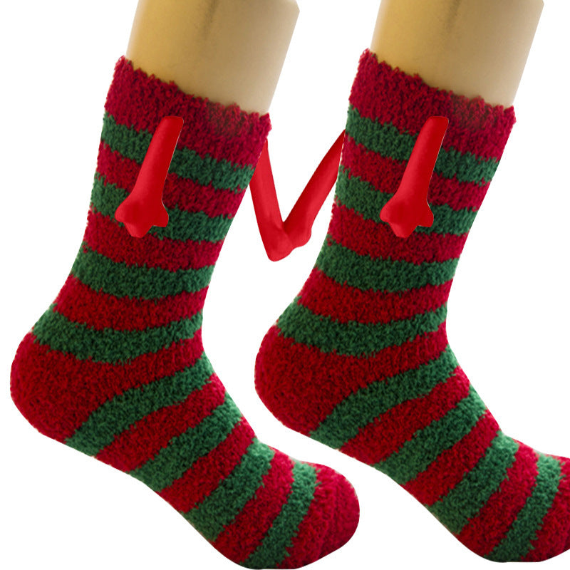 Christmas Magnetic Suction Couple Socks – Warm Coral Fleece Tube Socks for Winter Comfort - ZA-ZOLA