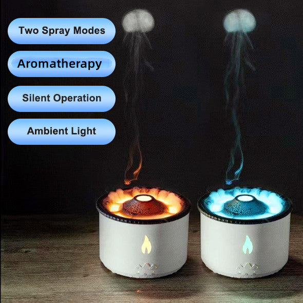 New Creative Ultrasonic Essential Oil Humidifier Volcano Aromatherapy Machine Spray Jellyfish Air Flame Humidifier Diffuser - ZA-ZOLA