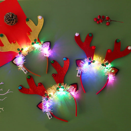 Glowing Christmas Hair Band – Light-Up Xmas Tree, Snowflake, Deer Horn Headband for Festive Fun - ZA-ZOLA