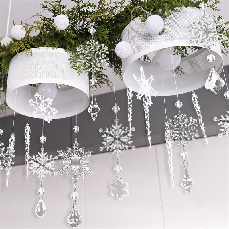 10pcs Acrylic Ice Strip Christmas Tree Pendants – Festive Snow Ceiling Ornaments for Holiday Decor - ZA-ZOLA